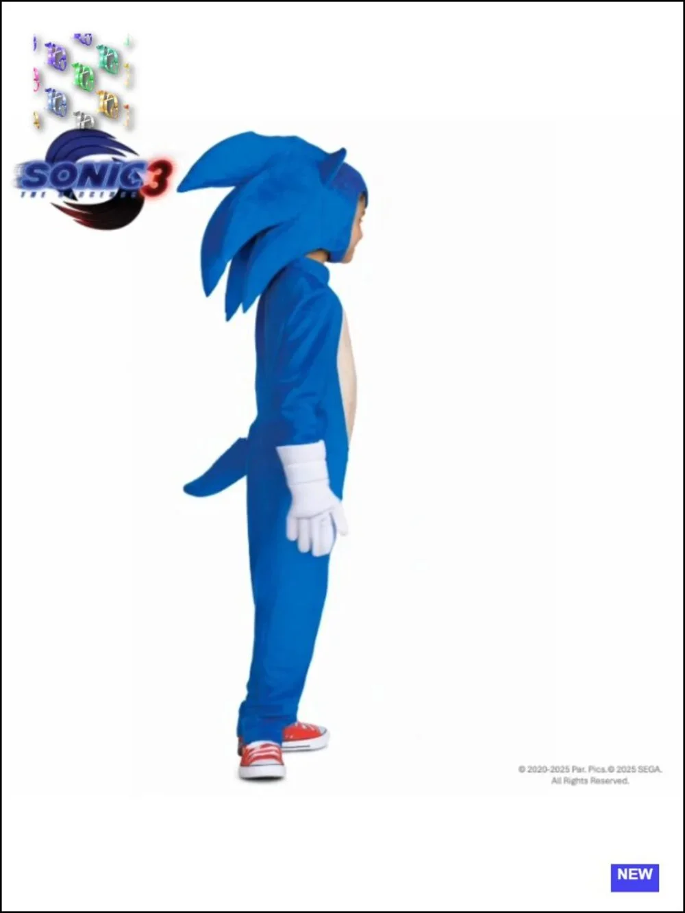 Deluxe Sonic the Hedgehog Movie Costume with Headpiece, Gloves, Detachable Tail